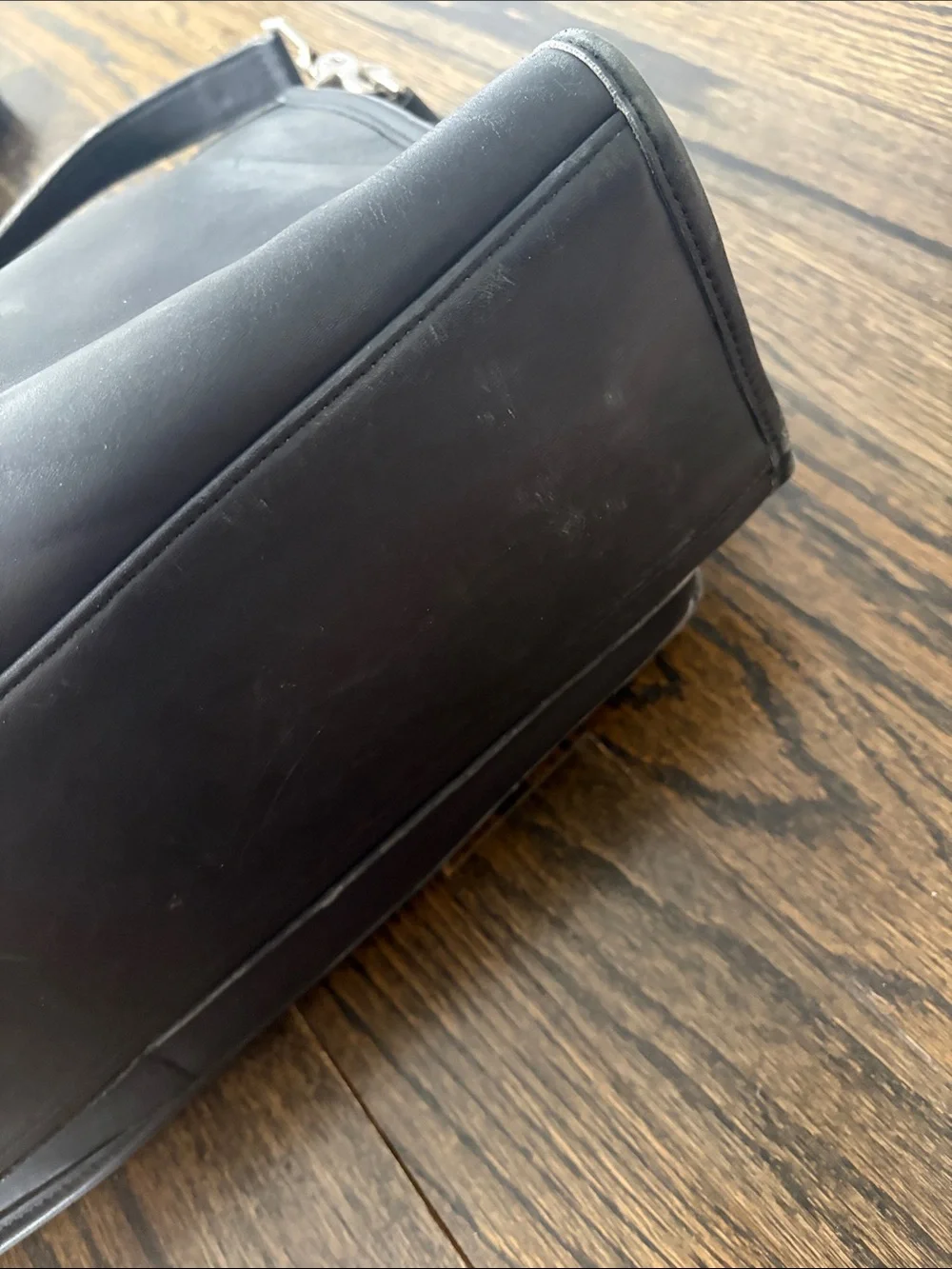 Classic Black Leather Briefcase with Shoulder Strap by COACH